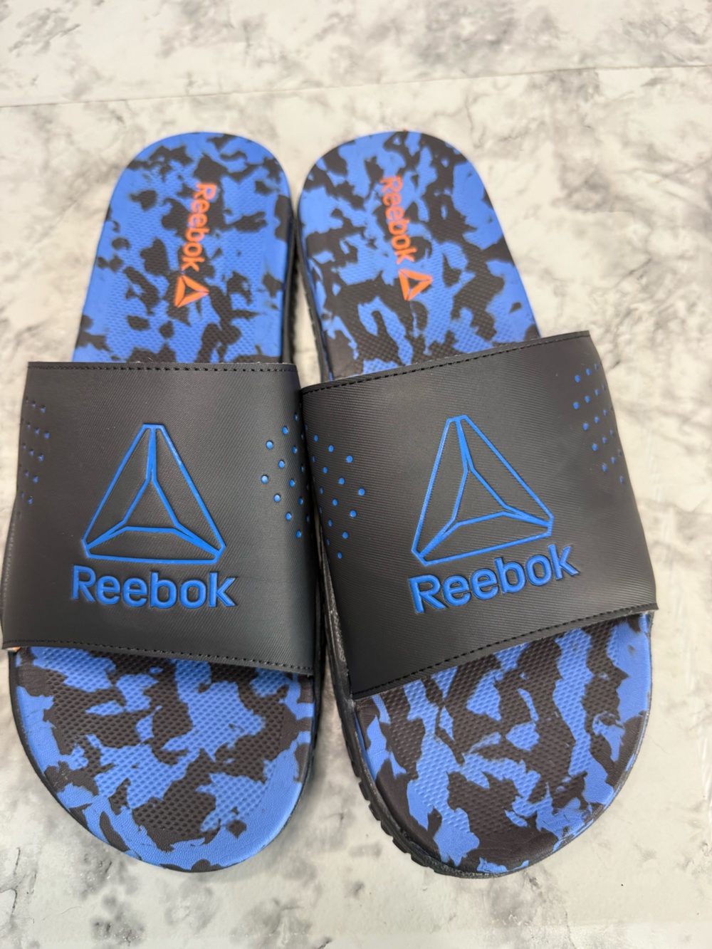 Reebok Easy Slip On gray/ blue slides Men’s Sandals size 13